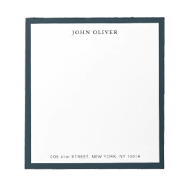 Bloco de notas formal com borda azul marinho