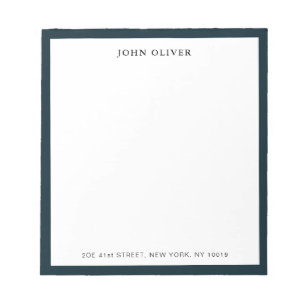 Bloco de notas formal com borda azul marinho