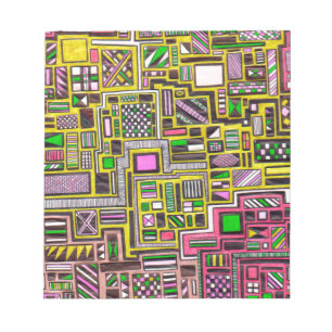 Bloco De Notas Formas geométricas cor-de-rosa e amarela punk pop