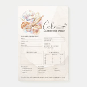 Bloco De Notas Formulário de Encomenda de Bolo do Chef de Pastela