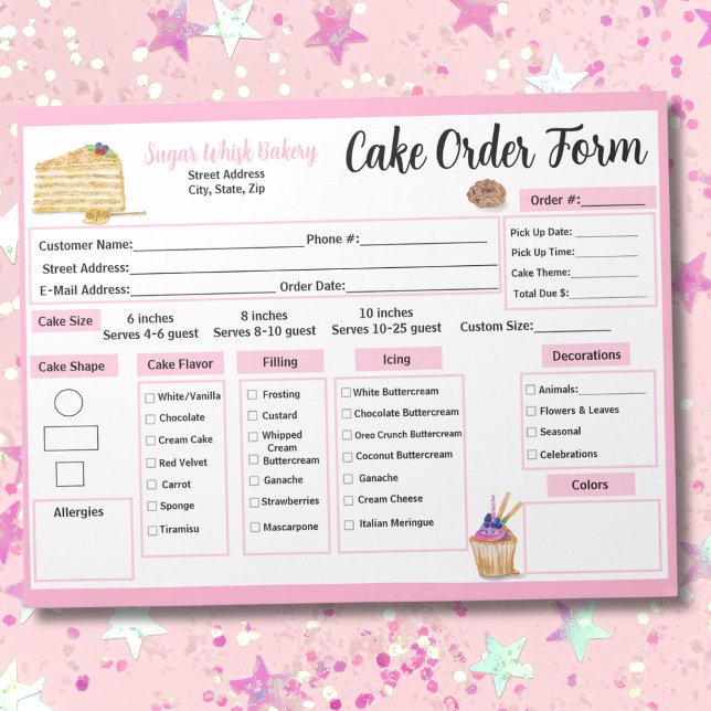Bloco De Notas Formulário de Encomenda de Bolos e Cupcakes de Aqu (Criador carregado)