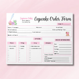 Bloco De Notas Formulário de Encomenda de Cupcakes com Rosas de C