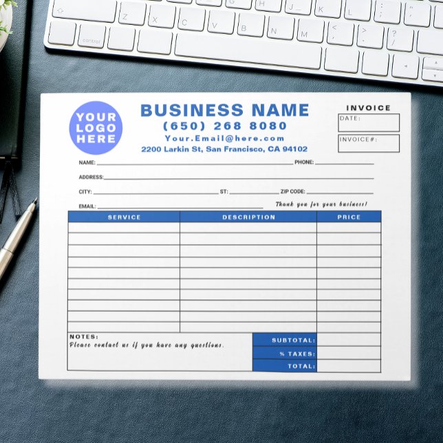 Bloco De Notas Formulário de Fatura de Vendas Personalizado com S (Criador carregado)