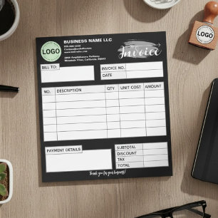 Bloco De Notas Formulário de fatura personalizado com logotipo pr