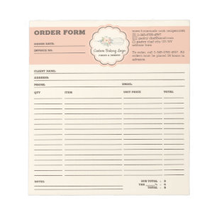 Bloco De Notas Formulário de pedido de cliente do Whisk da Baker