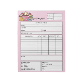 Bloco De Notas Formulário de Venda de Folha de Cupcake de Patente