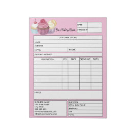 Bloco De Notas Formulário de Venda de Folha de Cupcake de Patente