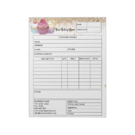 Bloco De Notas Formulário de Venda de Folha de Cupcake do Glitter