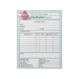 Bloco De Notas Formulário de Venda de Padaria de Cupcake de Setor