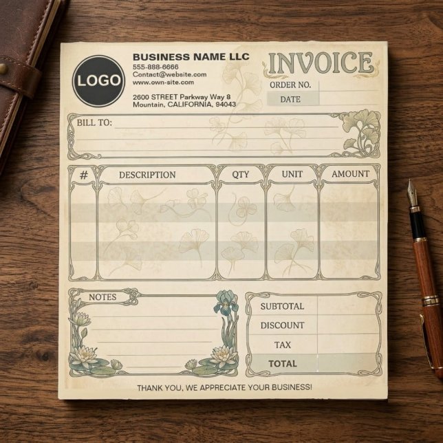 Bloco De Notas Formulários de Ordem de Recebimento de Vendas de F (invoice pad, vintage kraft sales receipt book, custom antique purchase order form, rustic blank cash)
