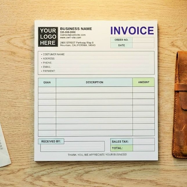 Bloco De Notas Formulários Personalizados de Fatura de Vendas par (custom carbonless invoice forms)