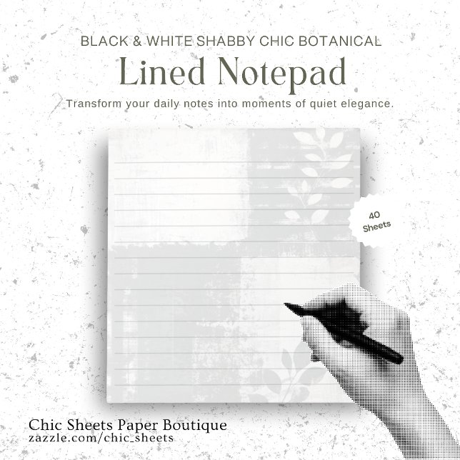 Bloco de Notas Forrado Botânico Shabby Chic Preto  (Criador carregado)