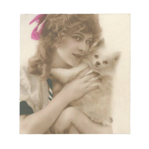 Bloco De Notas Foto antiga vitoriana e cão