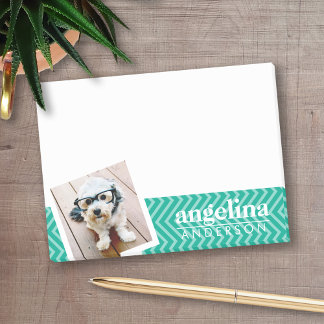 Bloco De Notas Foto com padrão moderno Chevron e nome personaliza