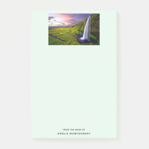 Bloco De Notas Foto da Cachoeira Islandesa Verde Natureza