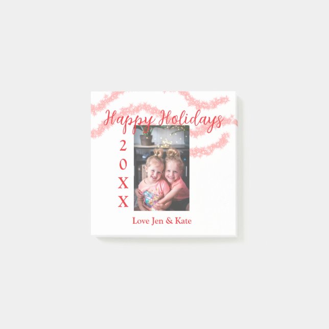 Bloco De Notas Foto da família das crianças com brilho vermelho f (Frente)