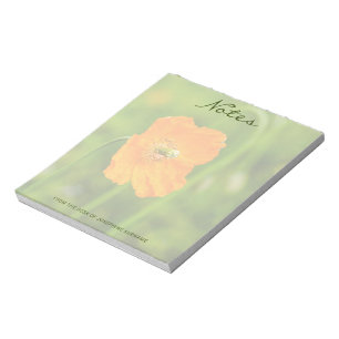 Bloco De Notas Foto de Flor de Papoula Laranja da Natureza Real c