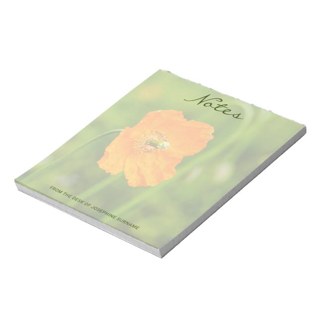 Bloco De Notas Foto de Flor de Papoula Laranja da Natureza Real c (Invertido)