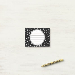 Bloco De Notas Foto Personalizada com Círculo de Pérolas em Preto