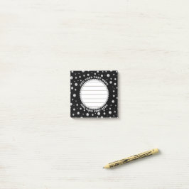 Bloco De Notas Foto Personalizada com Círculo de Pérolas em Preto