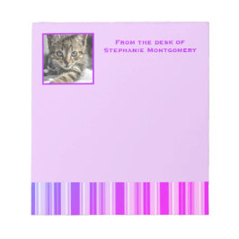 Bloco De Notas Foto Personalizada com Listras Rosa e Roxo Moderna