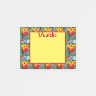 Bloco De Notas Foto Red Tulip Mulher Nome Postar Notas