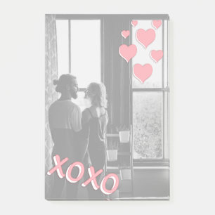 Bloco De Notas Foto XOXO de Corações Rosa Românticos