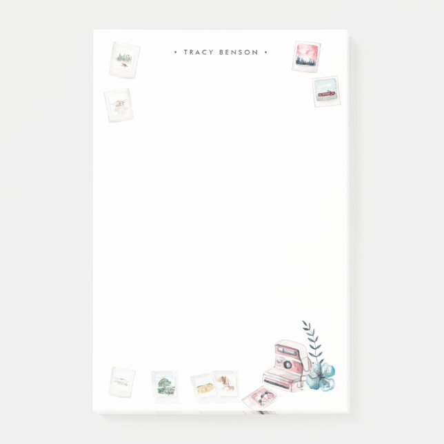 Bloco De Notas Fotografia | Câmera Personalizada em Aquarela (Frente)