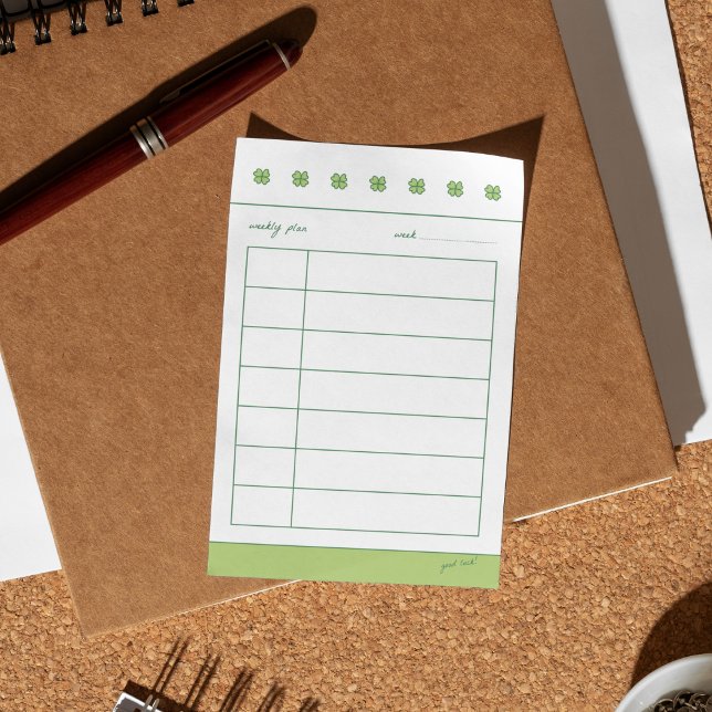 Bloco De Notas Four clover lucky weekly plans (Criador carregado)