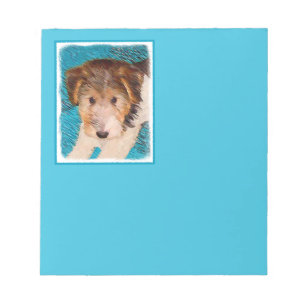 Bloco De Notas Fox Terrier Puppy Painting - Arte Original De Cão