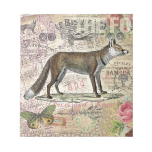 Bloco De Notas Fox Wildlife Vintage Animal Illustration