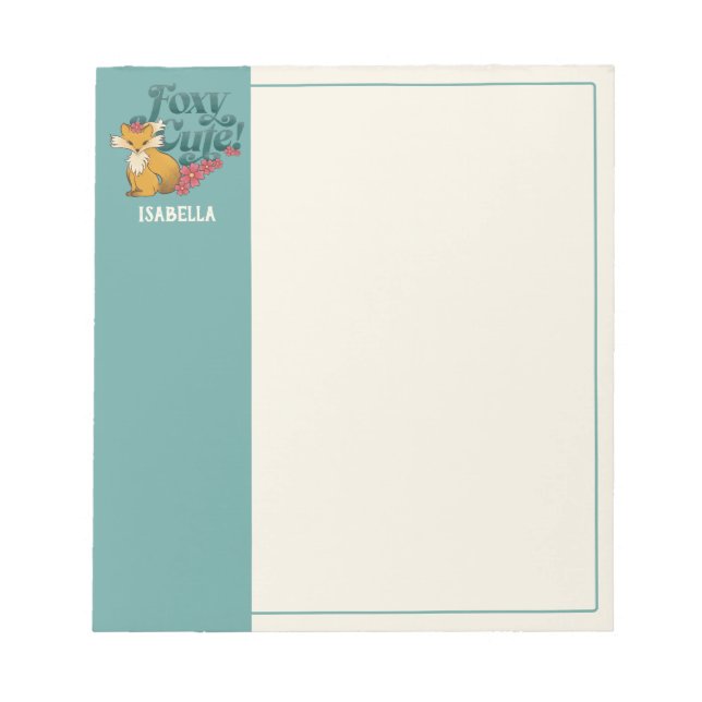 Bloco De Notas Foxy Cute com Nome Personalizado (Frente)