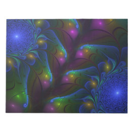 Bloco De Notas Fractal Abstrato de Disquete Moderno e Luminoso Co