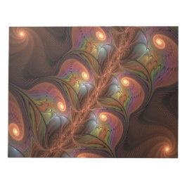 Bloco De Notas Fractal Castanho Abstrato fluorescente colorido
