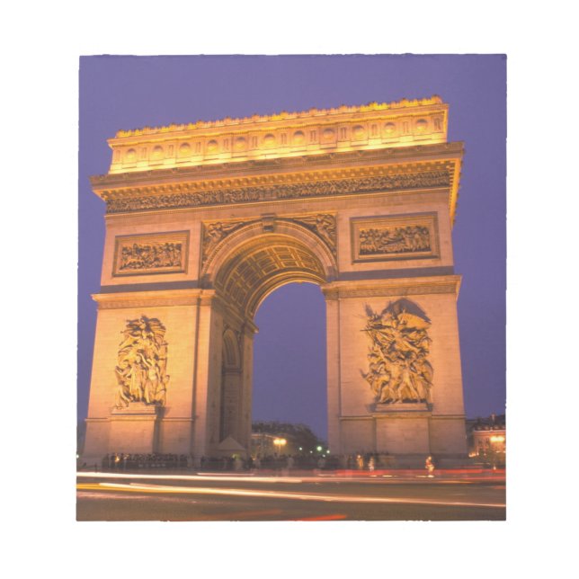 Bloco De Notas França, Paris, Arc de Triomphe ao anoitecer. (Frente)