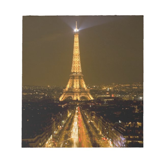 Bloco De Notas França, Paris. Vista noturna da Torre Eiffel (Frente)