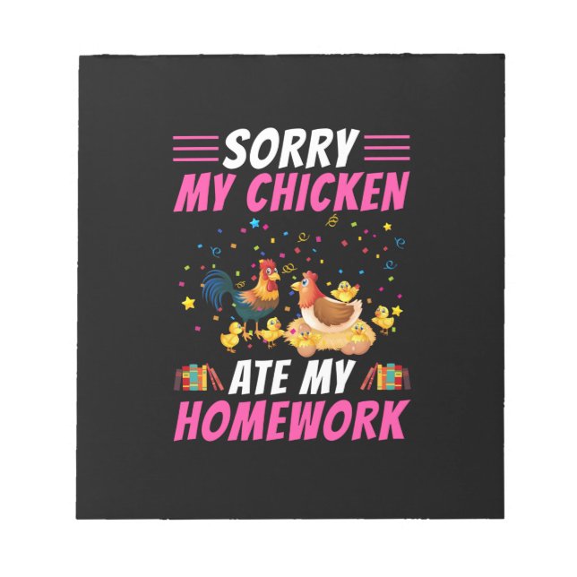Bloco De Notas Frango Arte Meu Frango Comeu Meu Trabalho De Casa (Frente)