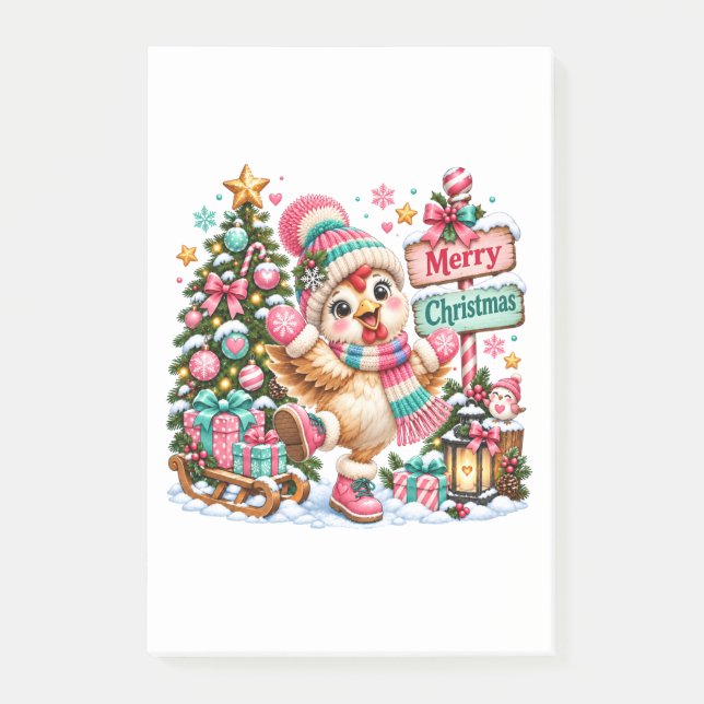 Bloco De Notas Frango Fofo Feliz Natal (Frente)