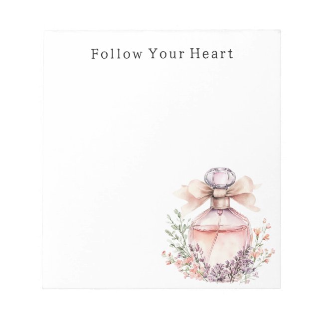 Bloco De Notas Frasco de Perfume com Laço Rosa Floral (Frente)