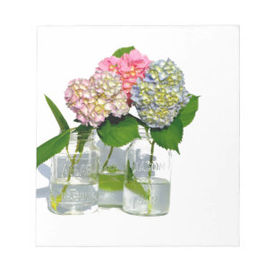 Bloco De Notas Frasco dos Hydrangeas e de pedreiro