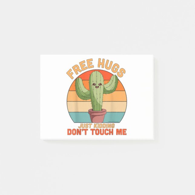 Bloco De Notas Free Hugs Just Kidding Don't Touch Me Cactus Funny (Frente)