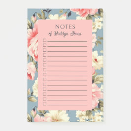 Bloco De Notas French Country Cottage Garden Floral Pink
