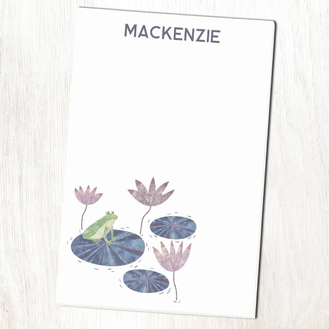 Bloco De Notas Frog on a Lily Leaf Personalized (Fun Frog personalized custom name Post-it sticky notes)