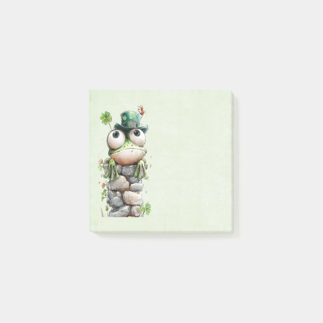 Bloco De Notas Frog with Green Hat and Shamrock Cute (Frente)