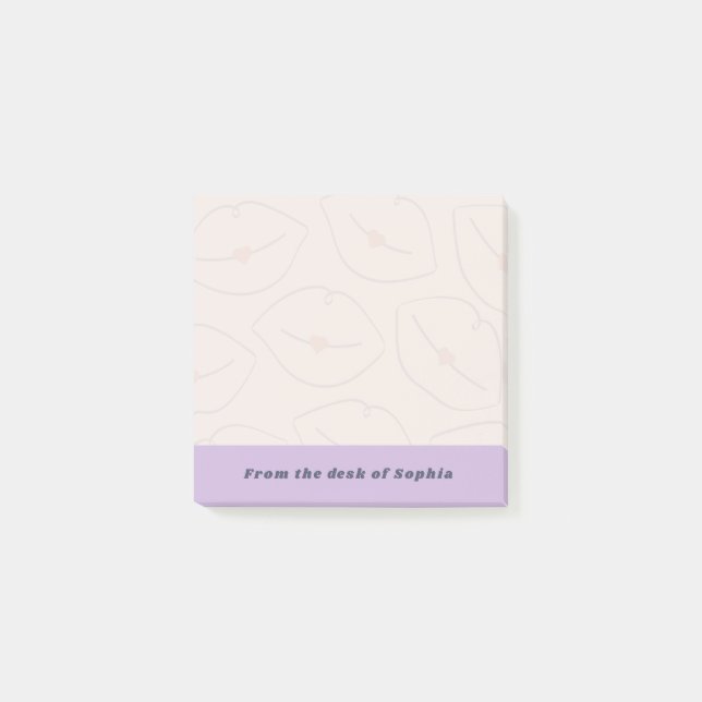 Bloco De Notas From The Desk Of Custom Name Lips Pattern Lilac (Frente)