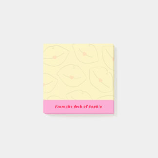 Bloco De Notas From The Desk Of Custom Name Lips Pattern Yellow