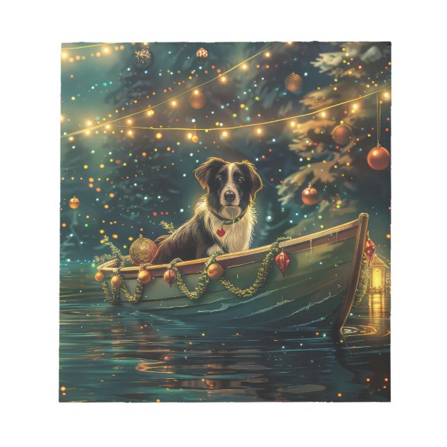 Bloco De Notas Fronteira Collie Natal Voyage Festiva (Frente)