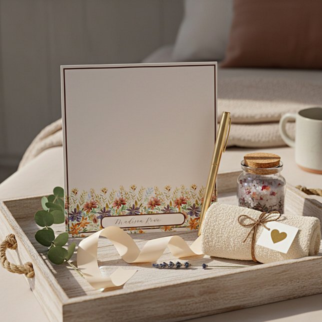 Bloco De Notas Fronteira de flor silvestre do outono personalizad (Criador carregado)