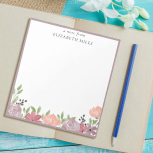 Bloco De Notas Fronteira Personalizada de Flores de Rosas em Aqua