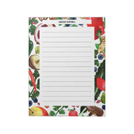 Bloco De Notas FRUTA PERSONALIZADA Veggie Watercolor Border List